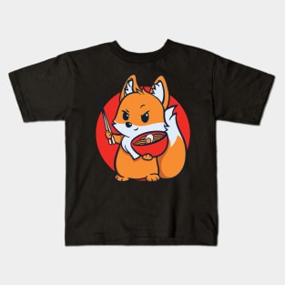 Fox Eating Ramen Kids T-Shirt